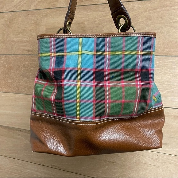 Vintage Y2K Tommy Hilfiger plaid leather purse handbag - Picture 1 of 9